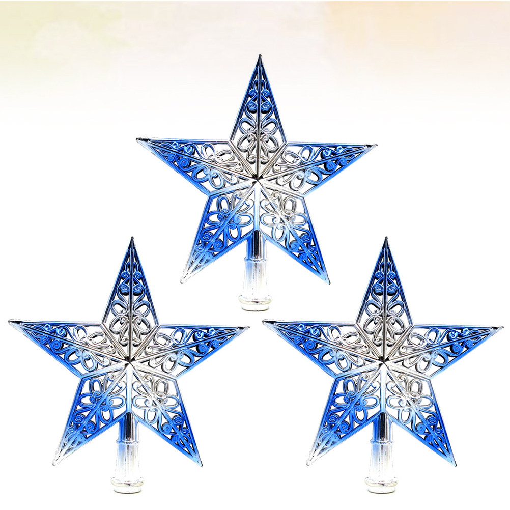 Star Tree Topper - 3個入り 20cm 中空スター クリスマスツリートッパー 高級プラスチック製スター飾り お祭り雰囲気を演出するツリートッパー