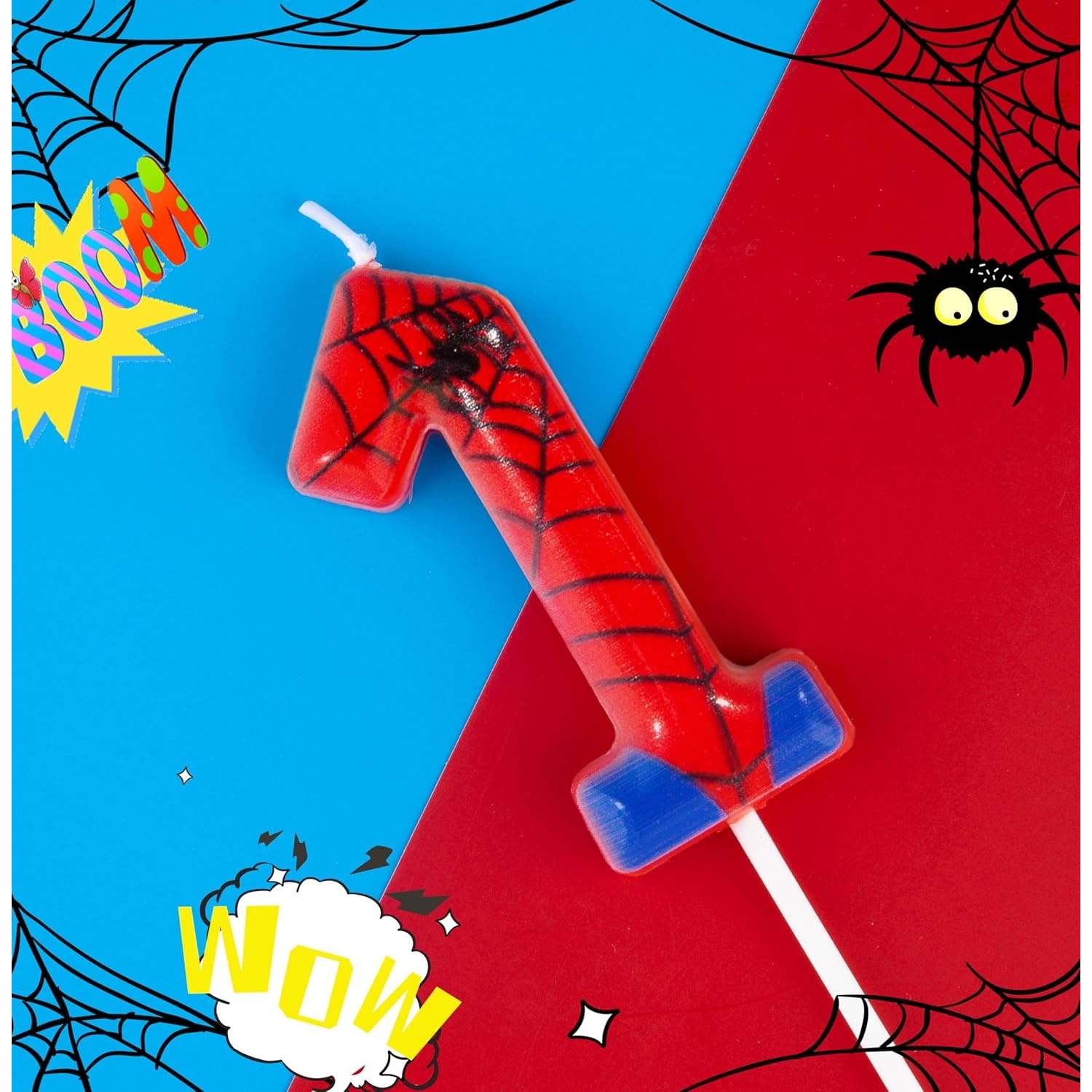 Holiday Candle Set - スパイダーパーティー 0-9 数字の誕生日キャンドル、ビデオゲーム＆スパイダーテーマのケーキデコレーション、ハロウィンやクリスマス用のパーティー用品