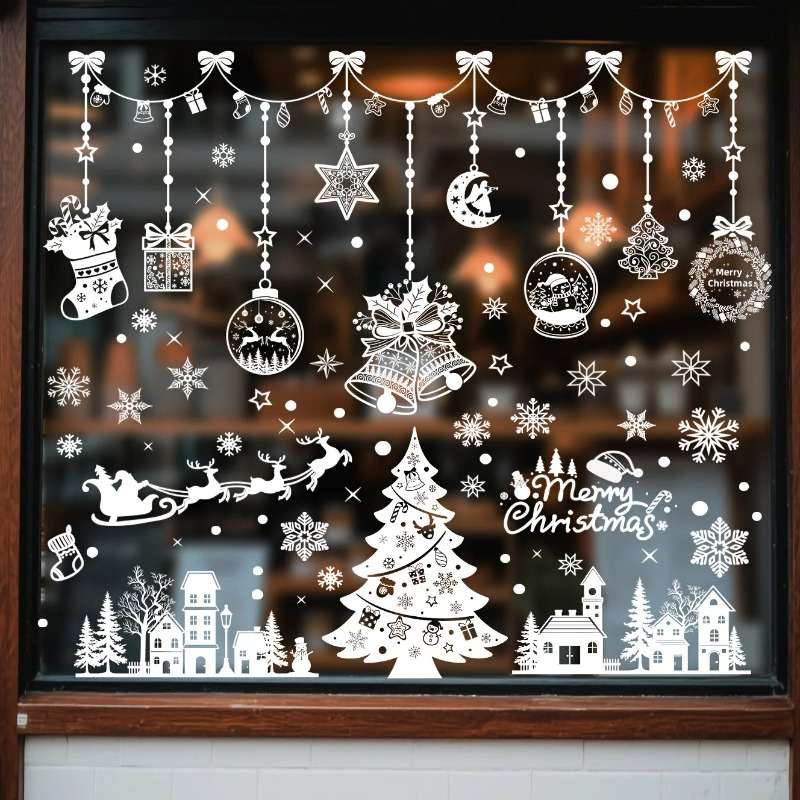 196枚/9シート クリスマス静電気ウィンドウデカール、残留 - Snowflake Window Decal のレビューと価格