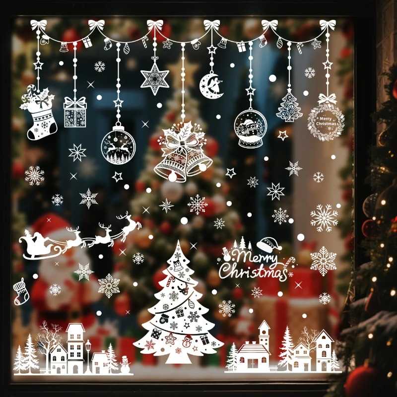 196枚/9シート クリスマス静電気ウィンドウデカール、残留 - Snowflake Window Decal のレビューと価格