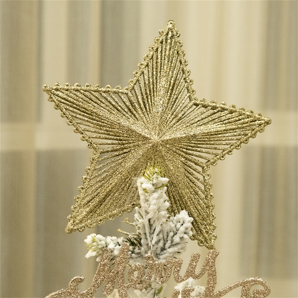 金色のクリスマスツリーの装飾品,中空の鉄の星,家の装飾,クリ - Star Tree Topper のレビューと価格