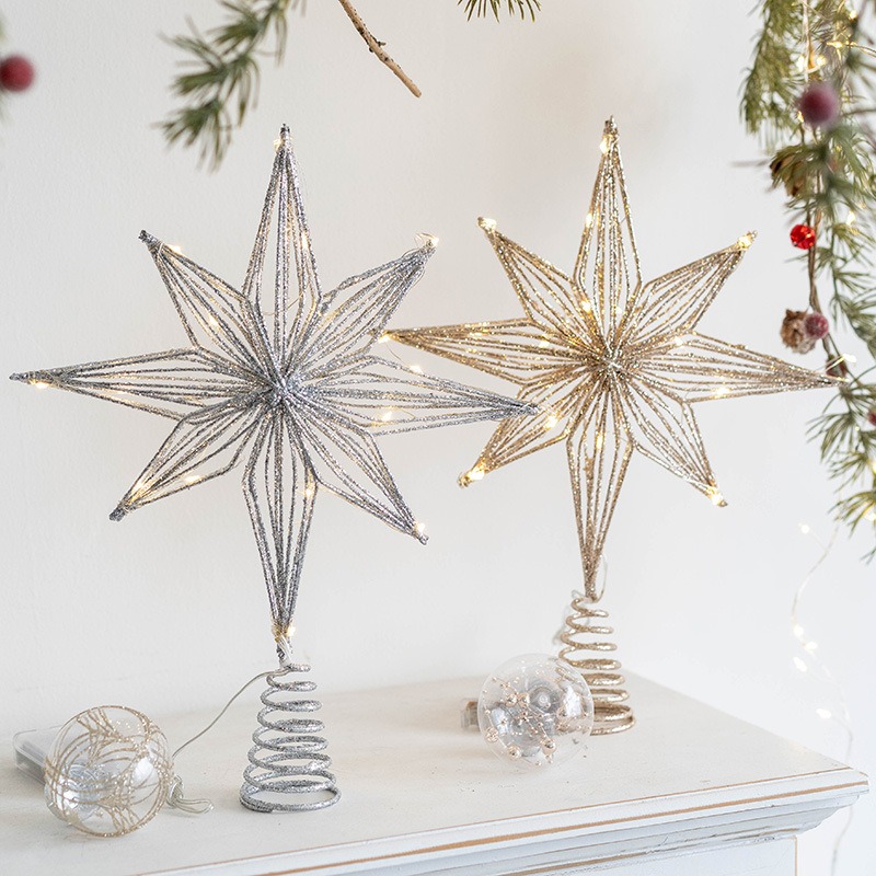 クリスマスデコレーション アイアンツリートッパー ライトアッ - Star Tree Topper のレビューと価格