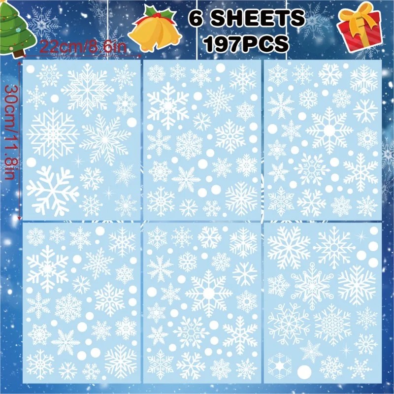 クリスマスウィンドウクリングス、雪の結晶ウィンドウデカール、 - Snowflake Window Decal のレビューと価格