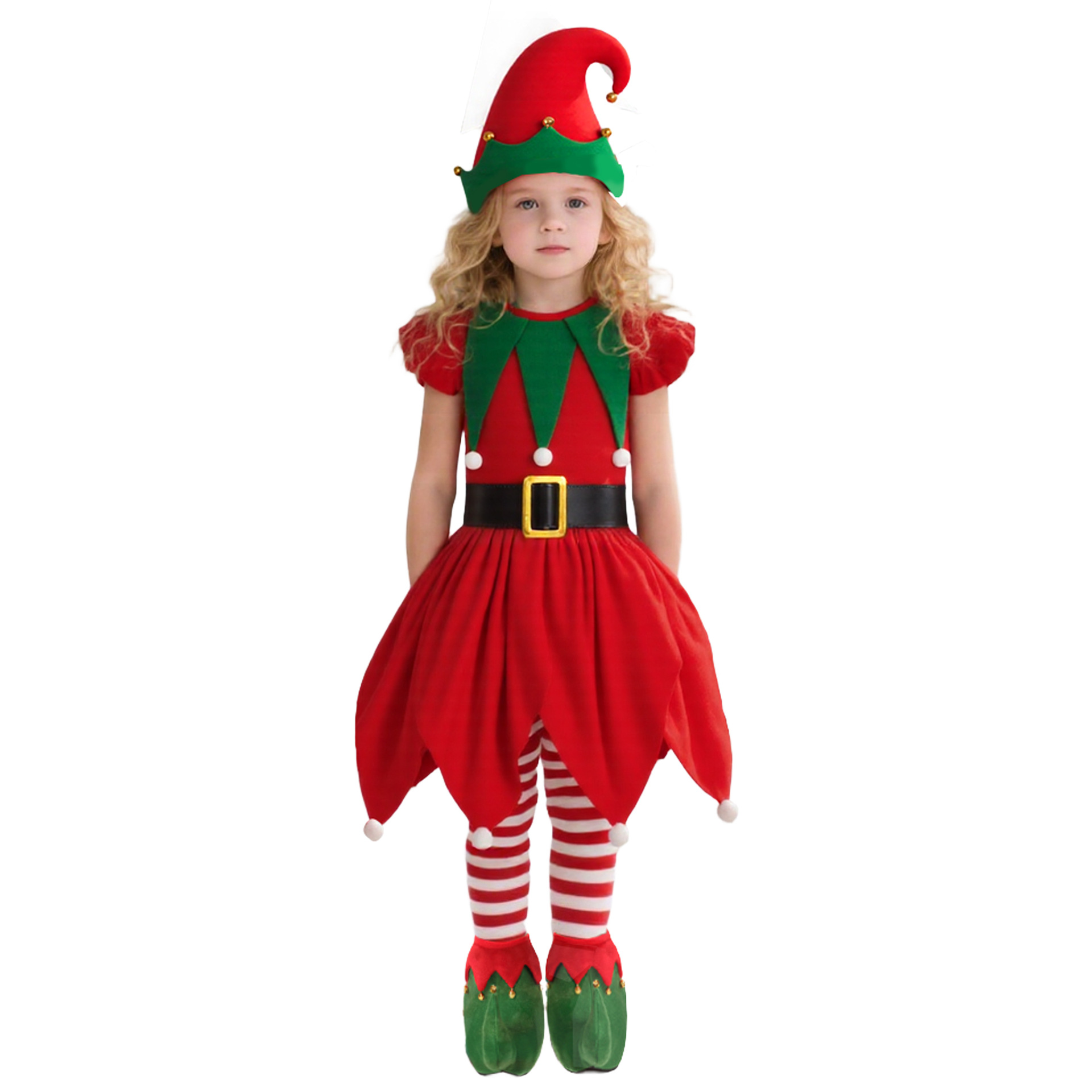 女の子クリスマスグリーンエルフコスチュームサンタクロース衣装 - Elf Costume Christmas のレビューと価格
