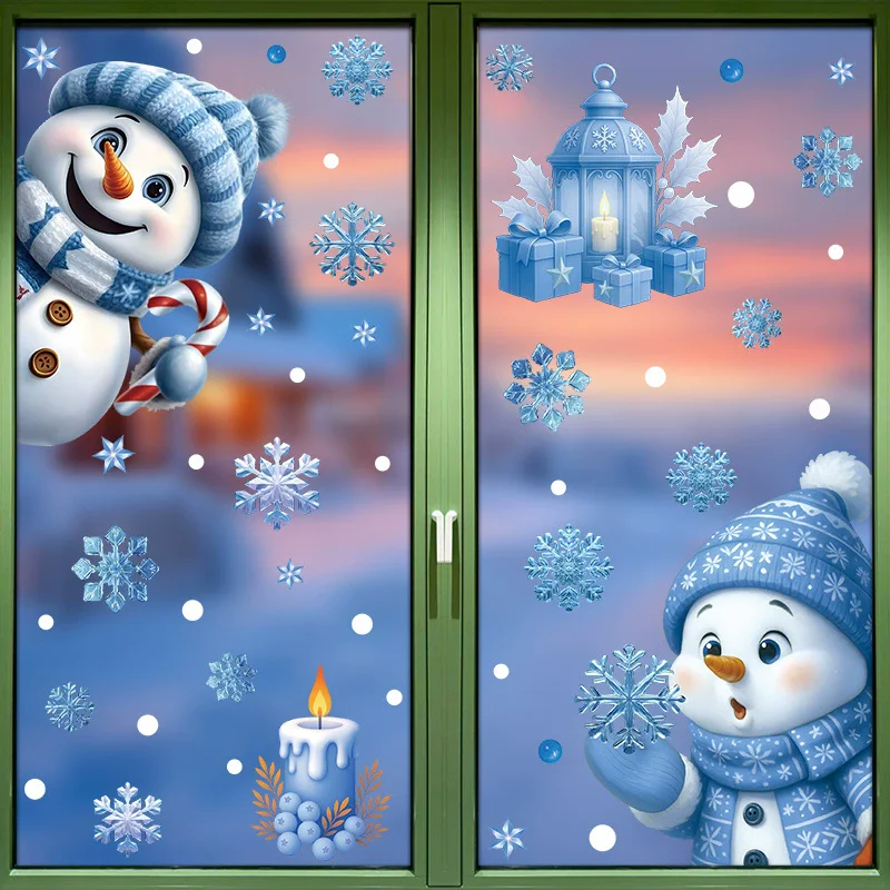 DIYクリスマスPVCウィンドウ静電気ステッカー 雪だるま  - Snowflake Window Decal のレビューと価格