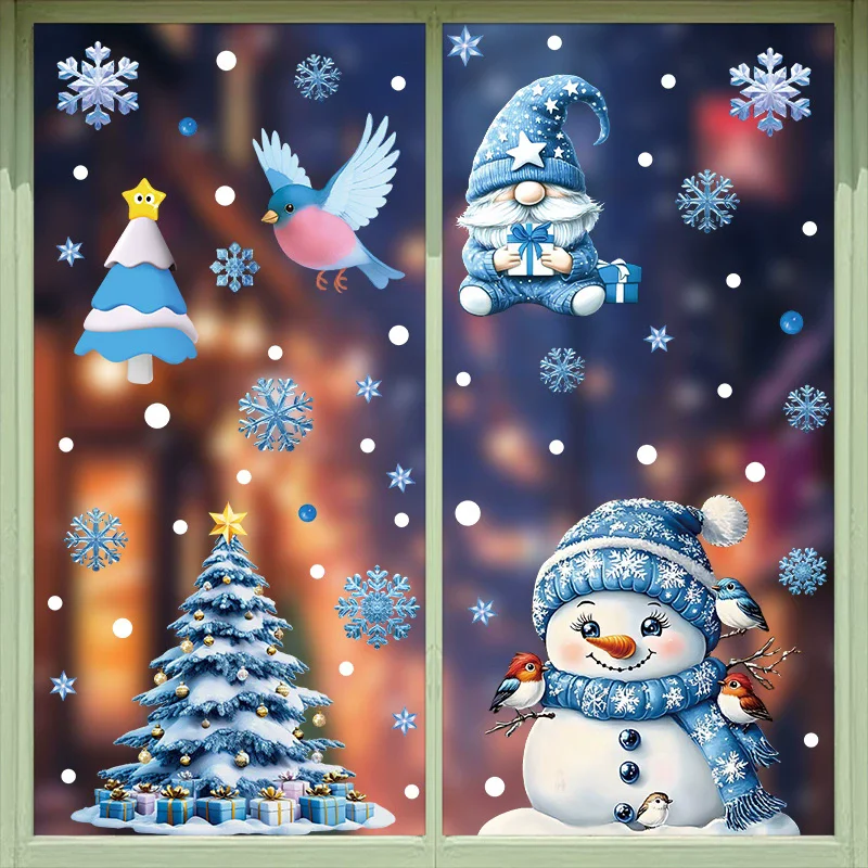 DIYクリスマスPVCウィンドウ静電気ステッカー 雪だるま  - Snowflake Window Decal のレビューと価格