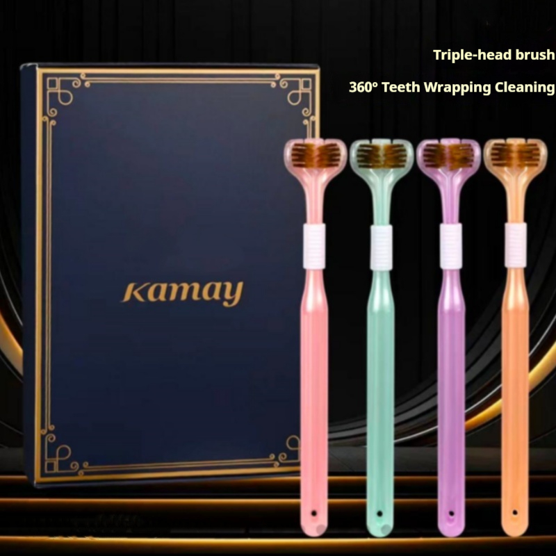 箱入り歯ブラシ4本セット、3面コーティングされた歯ブラシで、 - Gift Box Wrap Set のレビューと価格
