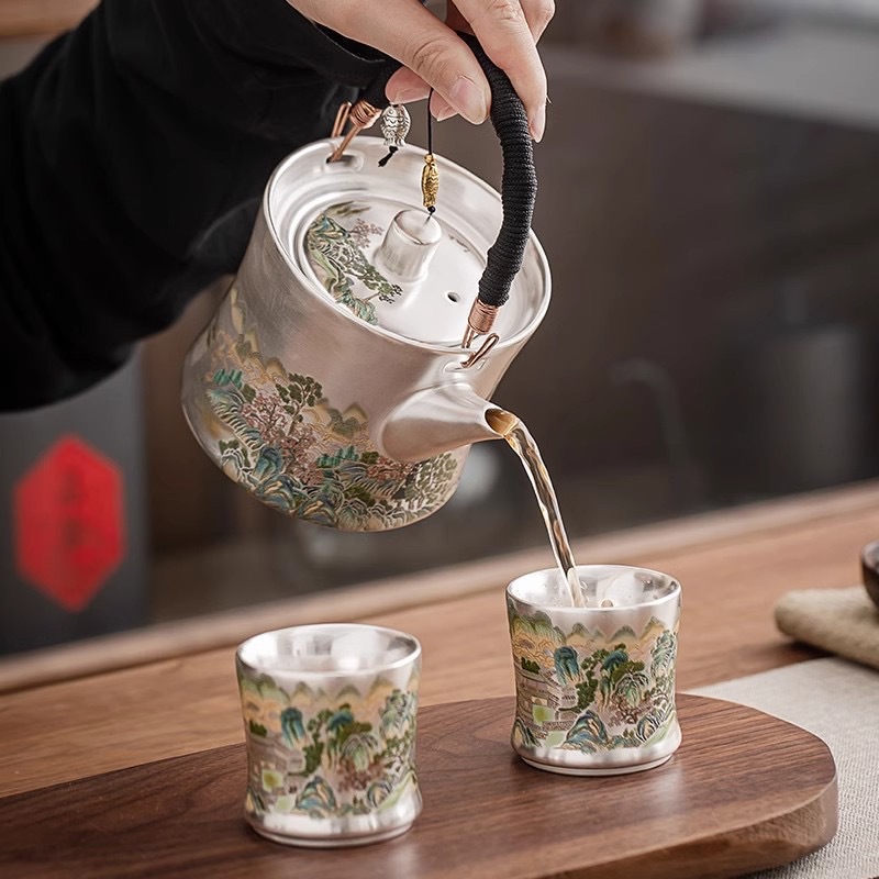 PYH 劉銀 一壺二杯 磁器銀装飾カンフー茶器セット ティー - Gift Box Wrap Set のレビューと価格