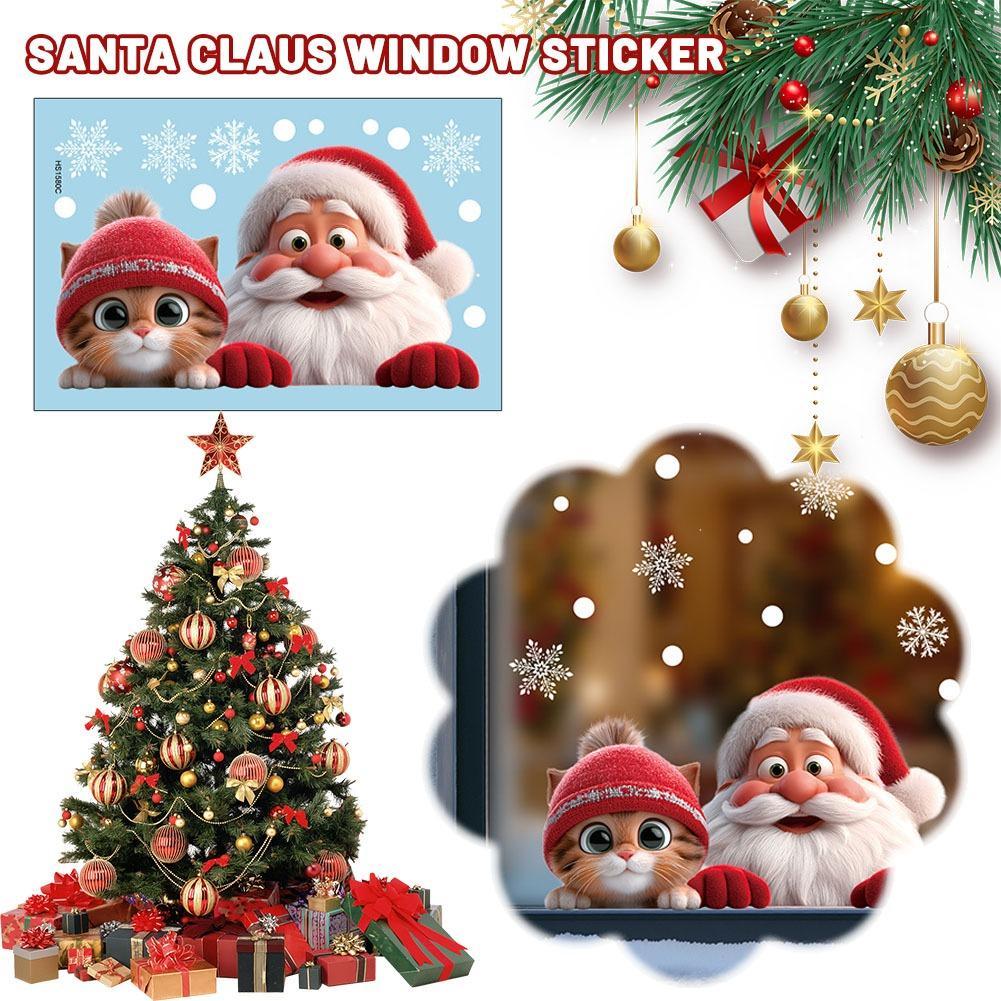 クリスマスウィンドウドアミラーステッカーサンタクロース猫スノ - Snowflake Window Decal のレビューと価格